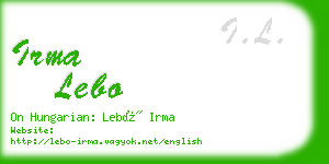 irma lebo business card